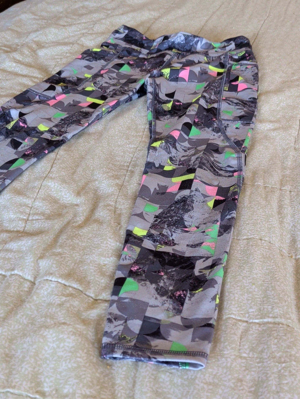 Athletic Works Gray Jeggings with Neon Pink & Lime Accents